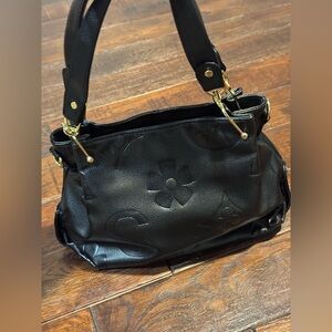 Black Handbag With Golden Accents